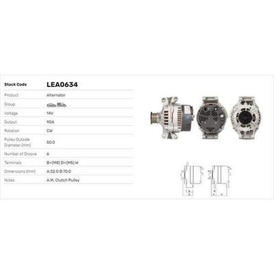 Alternator (14V 90A) W202 97>00 Vito 638 99>03 Sprinter 00>06 LUCAS LEA0634