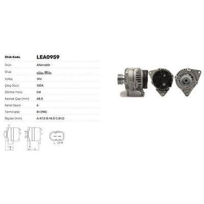 Alternator 12V 120A Iveco Daily Turbo Ii Peugeot Premier J10 14> (Bosch Tipi) LUCAS LEA0959