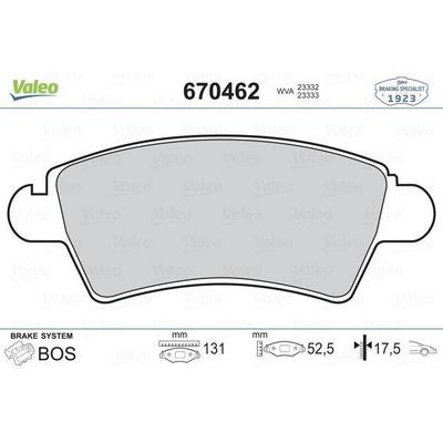 On Fren Balatasi P206 1 6I 16V 2 0I 16V 01> P206 2 0Gtis Hdi Xs / Xt 99> VALEO 670461