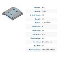 Arka Fren Balatasi Pabuc Mercedes Actros Axor Tir- Man 22-190  (18 Lik) BRAKE POINT BP-4623