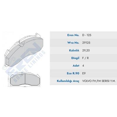 On Fren Balata Volvo Fh12 (02-)  (Mavi Kutu) EREN HP D.125 M201