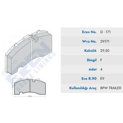 On Fren Balata Krone Kogel Bpw Dorse BRAKE POINT BP-D.171 M290