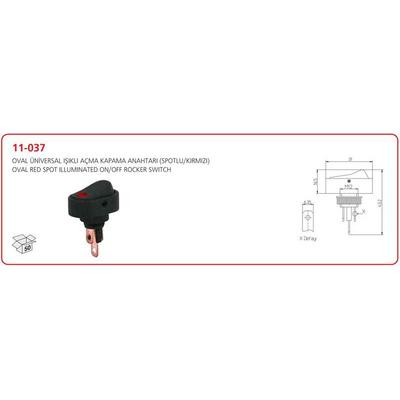 Oval Universal Isikli Acma Kapama Anahtari (Spotlu - Kirmizi)  AKSA 11-037