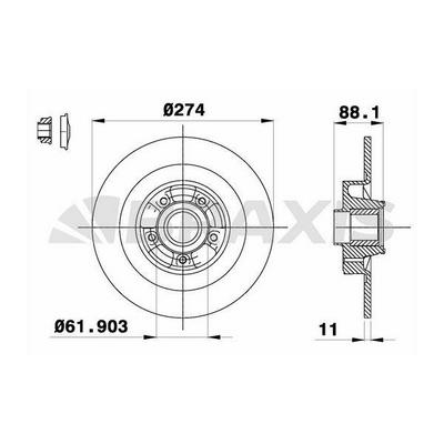 Rulmanli Arka Fren Disk Aynasi Renault Kangoo Ii 1.5Dci 1.6I BRAXIS AD0286