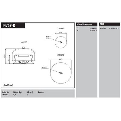 Dingil Korugu Komple (Metal Pistonlu) - Mercedes-Benz - Actros - Mp2-Mp3 03> CONNECT MD 14759-K