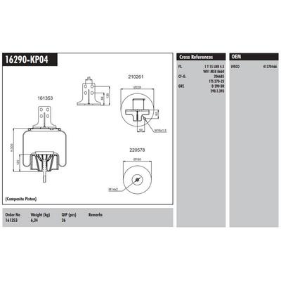 Komple Plastik Piston - Iveco - Stralis 400 - Eurotech 440E Fp - P4×2 Arka Sag CONNECT MD 16290-KP04