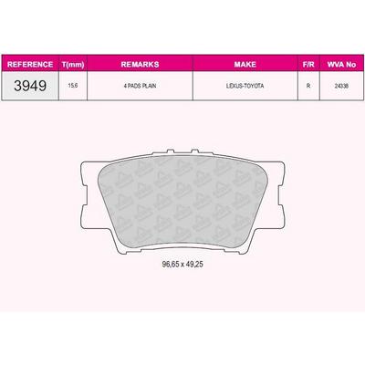 Arka Fren Balatasi Toyota Rav 4 Iii 06-11 Camry 06-11 GRAP 93949