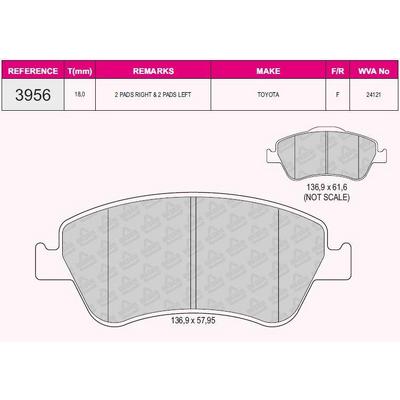 Fren Balatasi On Corolla D4D 07-12 Auris D4D 07-12 Corolla 1.4 D4D 2013-> GRAP 93956