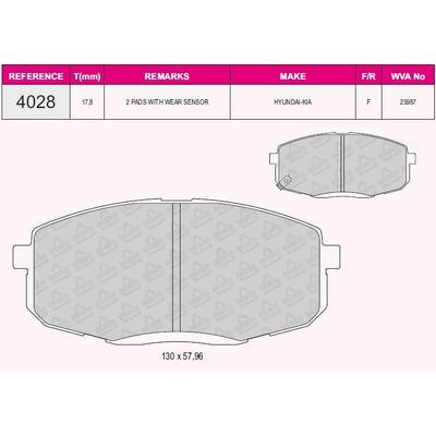 Fren Balatasi On Hyundai I30 07-12 Kia Ceed 07-12 Carens 02-06 (130×58×18) GRAP 94028