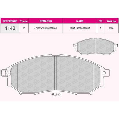 On Fren Balatasi Nissan Qashqai 2010> Navara 2008> Pathfinder 2010> Renault Kaleos 2008 2013 GRAP 94143