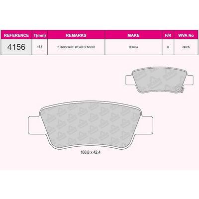 Arka Fren Balatasi Honda Crv 2.0 Vtec 2007-2012 Crv 1.6 2012-> GRAP 94156