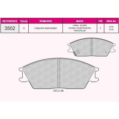 On Fren Balatasi Hyundai Accent 1995-2005 Getz 2002-> Excel 1990-1994 GRAP 93502