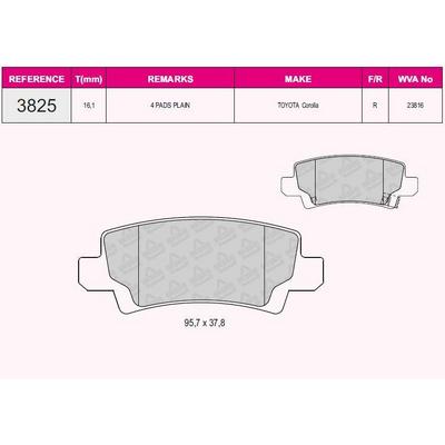 Arka Fren Balatasi Toyota Corolla 1.4 1.6 Vvti Benzinli 2003-2007 GRAP 93825