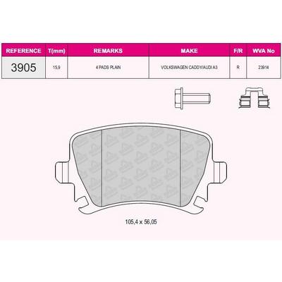 Arka Fren Balatasi A3 Tum Modeller 05 / 03> A4 Passat 1 6Fsi / 1 9Tdi / 2 0Tdi 95>16 GRAP 93905