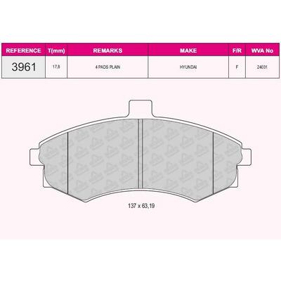 On Fren Balatasi Hyundai Elantra 01-03 Matrix 02-07 Matrix 07-> GRAP 93961