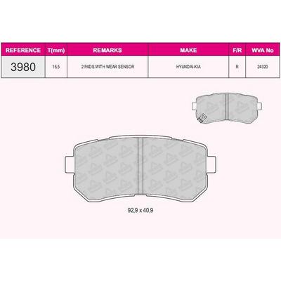 Arka Fren Balatasi Hyundai Accent Era 06-> / I20 08-15 / I30 07-12 / Ix20 10-> / Ix35 10-> / Sonata 10-14 / Kia Ceed 06-12 / Cerato 08-> / Rio 05-> / Sportage 04-11 Fwd GRAP 93980