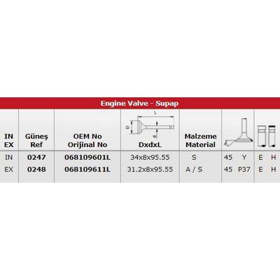 Subap Takimi Audi Diesel 80 Cc Cd Golf Jetta (In 4 / Ex 4) GUNES 0247-0248