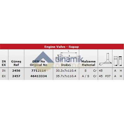 Subap Takimi Brava 1 4 12V (In 8 / Ex 4) GUNES 2456-2457