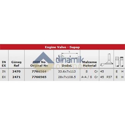 Subap Takimi Brava 1 8 16V (In 8 / Ex 8) GUNES 2470-2471