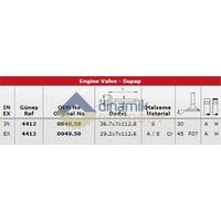 Subap Takimi Emme / Egsoz P206 P306 Tu3Jp (1 6 8V) P306 (I Ii) P405 Ym P205 (I Ii) Tu3M / Tu3 2 P106 P306 (I Ii) 205 (I Ii) / (Tu1M) Olcu: In 4 (34 7×7*112 8) / Ex 4 (27 7×7*112 6) / (30 / 45 Derece) GUNES 4412-4413