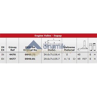 Subap Takimi Emme / Egsoz P605 Ym 406 Em Xm Ii Xanti Xu10J4R (2 0 16V Dokum Blok) P406 Zx Xantia Xu7Jp4 (1 8 16V) Olcu: (34 6×7*106 4) / (29 6×7*105 7) (45 Derece) Uc Tirnak GUNES 4476-4477