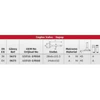 Subap Takimi Corolla Avensis 2 0 D4D 2003-2008 (1Cdfty Motor) / (In 8 / Ex 8) GUNES 5672-5673