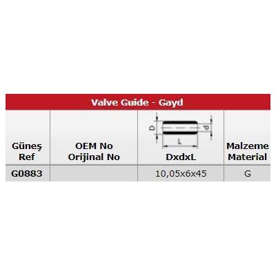 Subap Gaydi X20Dth Y20Dth Vectra B Astra G GUNES G0883