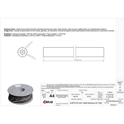 3.2Mm X 6.7Mm Universal Yakit Hortumu ( Makarali ) C Tipi IBRAS 68411