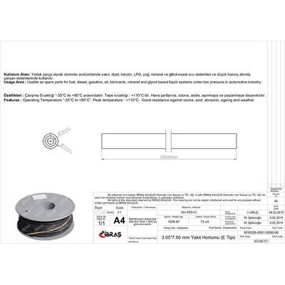 3.0Mm X 7.0Mm Universal Yakit Hortumu ( Makarali )E Tipi IBRAS 68701