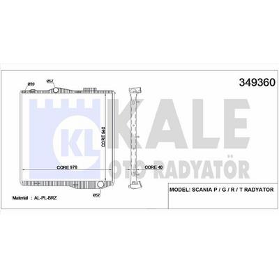 Su Radyatoru Scania P / G / R / T 2004 Ve Sonrasi (Cercevesiz) / (Mt) KALE 349360