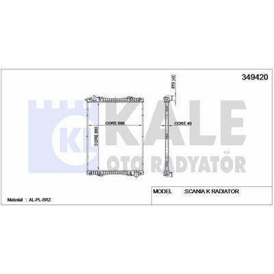 Su Radyatoru Scania P G R T Seriler K Seri (Cercevesiz) / (Mt) 2004 Ve Sonrasi KALE 349420