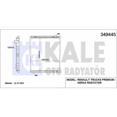 Su Radyatoru Renault Trucks Premium (Cercevesiz) / (Mt) 1996 Sonrasi KALE 349445