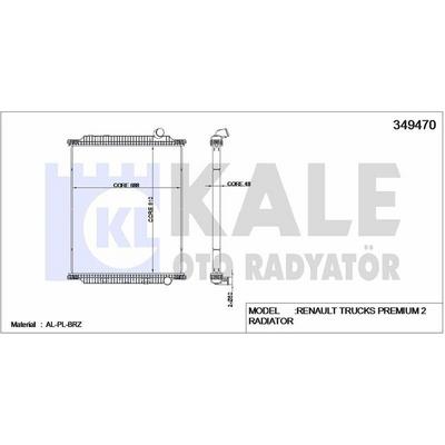 Su Radyatoru Renault Trucks Premium 2 (Cercevesiz) / (Mt) 2005 Sonrasi KALE 349470