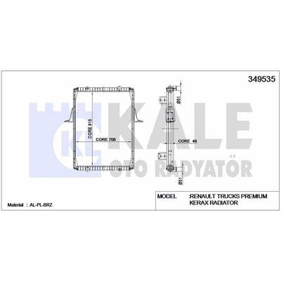 Su Radyatoru Renault Trucks Premium / Kerax (Cerceveli) / (Mt) 1996 Ve Sonrasi KALE 349535