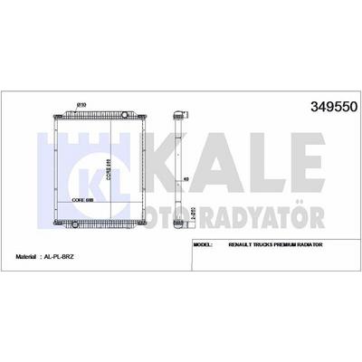 Su Radyatoru Renault Trucks Premium Distribution Route (Cercevesiz) / (Mt) 1996 2000 Arasi Ve Sonrasi KALE 349550