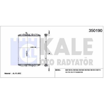 Motor Su Radyatoru Daf 95 Fa / 95 Fad / 95 Far / 95 Fak / 95 Fat / 95 Ft / 95 Ftr / 95 Ft (Cercevesiz) / ( KALE 350190