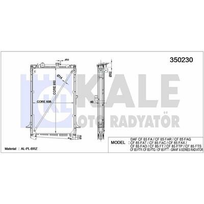 Motor Su Radyatoru Daf Cf 85 Fa / Cf 85 Far / Cf 85 Fag / Cf 85 Fat / Cf 85 Fac / Cf 85 Fax / Cf 85 Fad (Cerceveli) KALE 350230