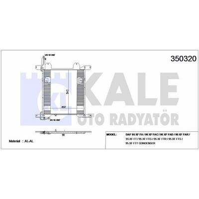 Klima Radyatoru Kondenser Daf 95 Xf Fa / 95 Xf Fac / 95 Xf Fad / 95 Xf Far / 95 Xf Ft / 95 Xf Ftg / 95 Xf Ftr / 95 X KALE 350320