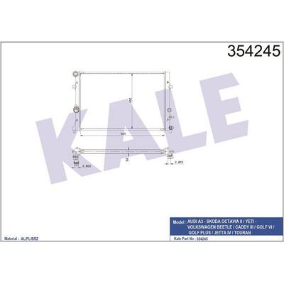 Motor Radyatoru (Brazing) Golf Vi 08> Caddy 11>15 Jetta 11>18 Touran 11>15 A3 09>13 Octavia 09>13 Yeti 10>13 KALE 354245