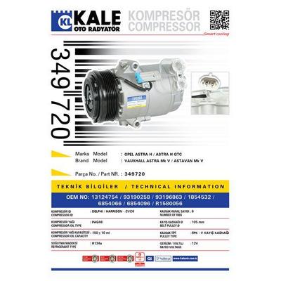 Klima Kompresoru Astra H Z13Dth KALE 349720