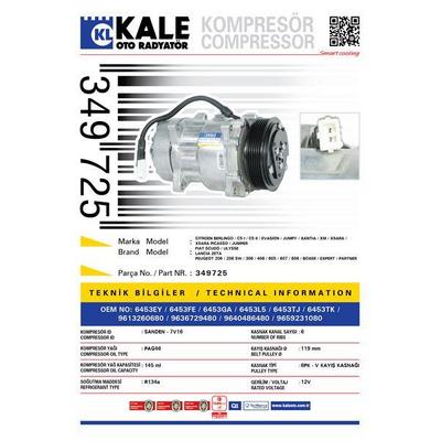 Klima Kompresoru Berlingo C5 I C5 Ii Jumpy Xantia Xm Xsara Jump KALE 349725