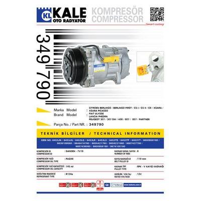 Klima Kompresoru Citroen Berlingo Ii Peugeot 307 406 Partner Ii 2.0Hdi 05>607 C5 KALE 349790