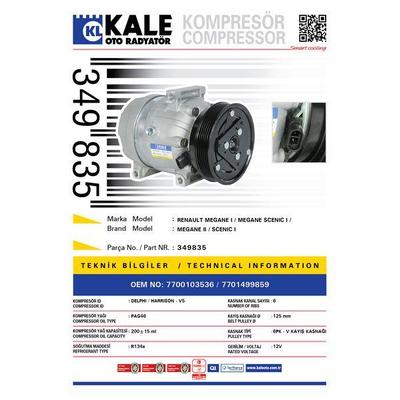 Klima Kompresoru Renault Megane I Megane Scenic I Megane Ii 1.4 1.6 16V E7J K4J K4M KALE 349835