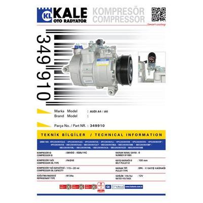 Klima Kompresoru Audi A6 2 0Tdi / Tfsi 05>11 KALE 349910