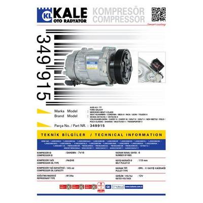 Klima Kompresoru Audi A3 Tt Ford Galaxy Mercedes Benz V Class Seat Alhambra Cordoba KALE 349915