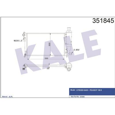 Motor Su Radyatoru Tu5Jp 106 Gti Saxo Vts Klimali Tu3Jp / Tu5J4 (1 4 / 1 6 16V) / (96 03) Olcu: (530×298×22)  KALE 351845