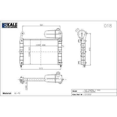 Motor Radyator Tempra Tipo 1 6 S Sx Sxa Bidonlu (2 Sira Al+Pl) (496×322×32) KALE 0108112AL