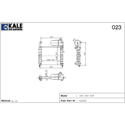 Motor Radyatoru Tempra Tipo 1 4 1 6 (2 Sira Al+Pl) / (378×322×32) KALE 0118182AL