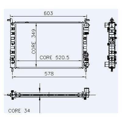 Motor Radyator Palio 1 2 / 1 4 / 1 6 (A / C Klimasiz Mekanik) / (1 Sira Alb Sistem) / (521×349×34) KALE 0126221AB