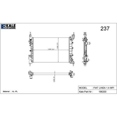 Motor Radyator Linea 1 4Mpi (542×377×28) / (1 Sira Al+Pl Sistem) KALE 0135012AL